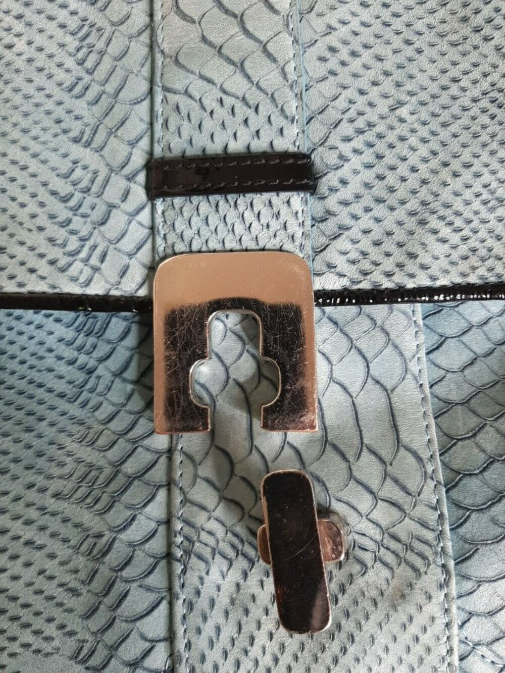 Pulicati Snakeskin Leather Bag Italy w. Patent leather trim